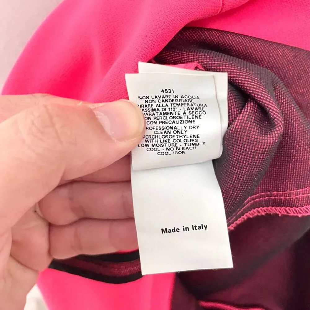 Cedric Charlier Ruffle Detail Pink Black Dress Size 10 Sleeveless Cocktail